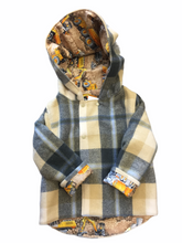 Load image into Gallery viewer, OOAK - Upcycled 100% Wool Charcoal &amp; Beige Reversible Hooded Coat Lined Construction - Age 5
