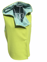 Load image into Gallery viewer, OOAK Ladies Lime Green Wool Reversible Hooded Vest Lined Spot Fabric - Size S-M
