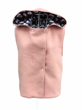 Load image into Gallery viewer, OOAK Ladies Pale Pink Wool Reversible Hooded Vest Lined Skulls - Size S-M
