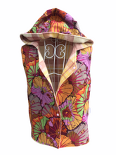 Load image into Gallery viewer, OOAK Ladies Blush Pink &amp; Cream Check Reversible Hooded Vest Lined Floral Fabric - Size S-M
