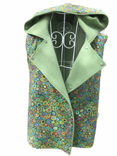 Load image into Gallery viewer, OOAK Ladies Sage Green Reversible Hooded Vest Lined Green Paperweight Fabric - Size S-M
