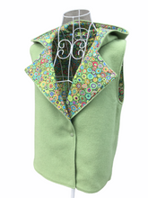 Load image into Gallery viewer, OOAK Ladies Sage Green Reversible Hooded Vest Lined Green Paperweight Fabric - Size S-M
