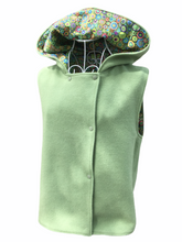 Load image into Gallery viewer, OOAK Ladies Sage Green Reversible Hooded Vest Lined Green Paperweight Fabric - Size S-M
