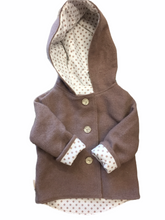 Load image into Gallery viewer, OOAK - Upcycled 100% Wool Mushroom Hooded Coat Lined Mushroom Spot - Age 2
