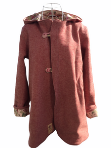 OOAK Upcycled Ladies Raspberry Blush Coat 100% NZ Wool Lined 100% Cotton  - Size 10