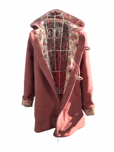 OOAK Upcycled Ladies Raspberry Blush Coat 100% NZ Wool Lined 100% Cotton  - Size 10