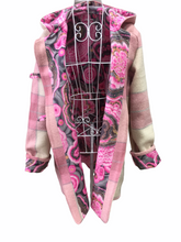 Load image into Gallery viewer, OOAK Upcycled Ladies Coat Pink Check 100% NZ Wool Lined 100% Cotton
