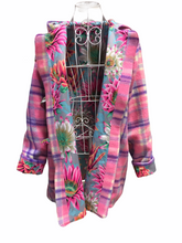 Load image into Gallery viewer, OOAK Upcycled Ladies Coat Pink &amp; Purple Check 100% NZ Wool Lined 100% Cotton
