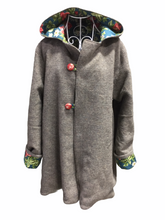 Load image into Gallery viewer, OOAK Upcycled Ladies Coat Charcoal 100% NZ Wool Lined 100% Cotton
