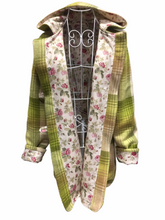 Load image into Gallery viewer, OOAK Upcycled Ladies Coat Green Check 100% NZ Wool Lined 100% Cotton
