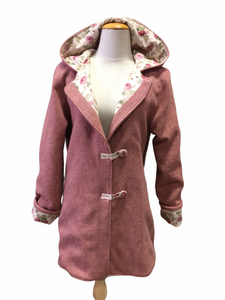 OOAK Upcycled Ladies Raspberry Blush Coat 100% NZ Wool Lined 100% Cotton  - Size 12