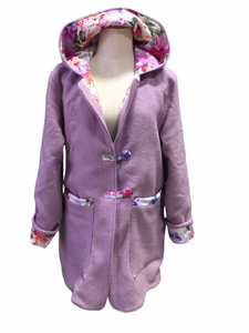 OOAK Upcycled Ladies Lilac Coat 100% NZ Wool Lined 100% Cotton - Size 14