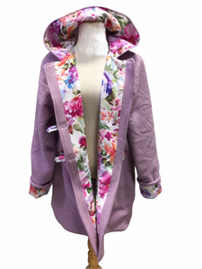 OOAK Upcycled Ladies Lilac Coat 100% NZ Wool Lined 100% Cotton - Size 14