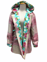 Load image into Gallery viewer, OOAK Upcycled Ladies Coat Pink &amp; Grey Check 100% NZ Wool Lined 100% Cotton Made to Order
