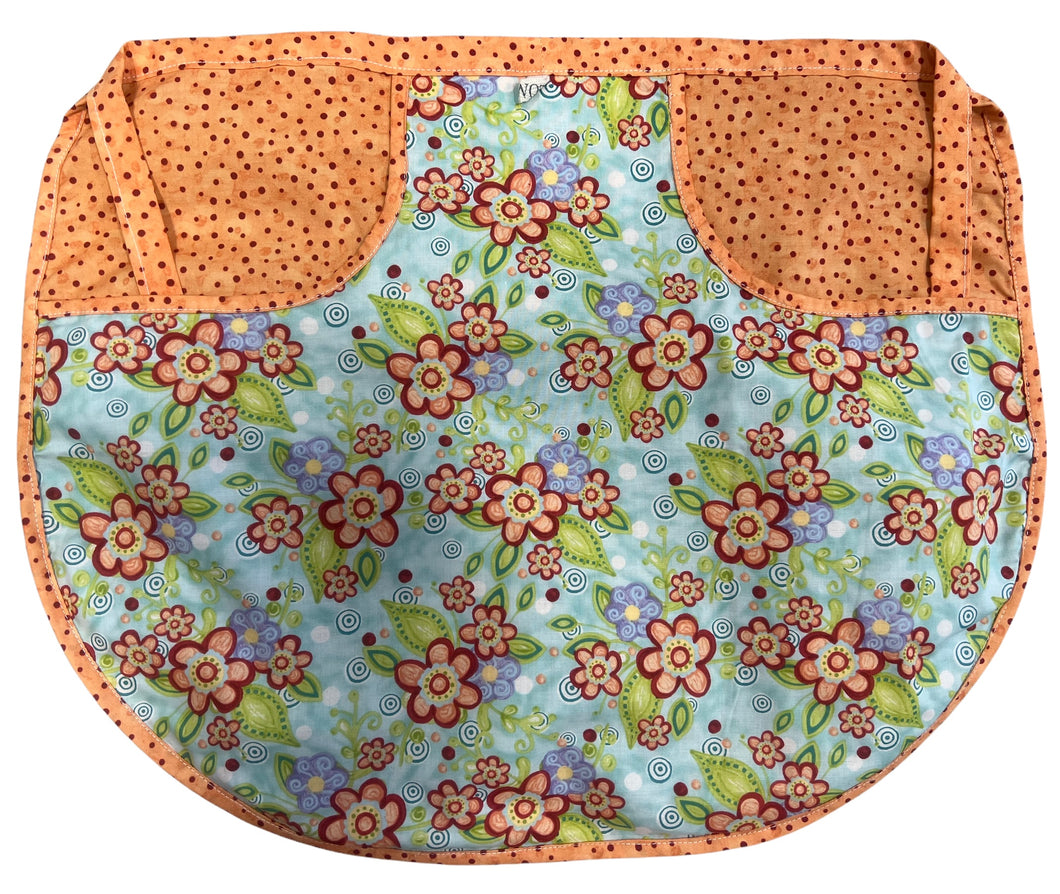 Peg Apron Orange Dot & Turquoise Floral