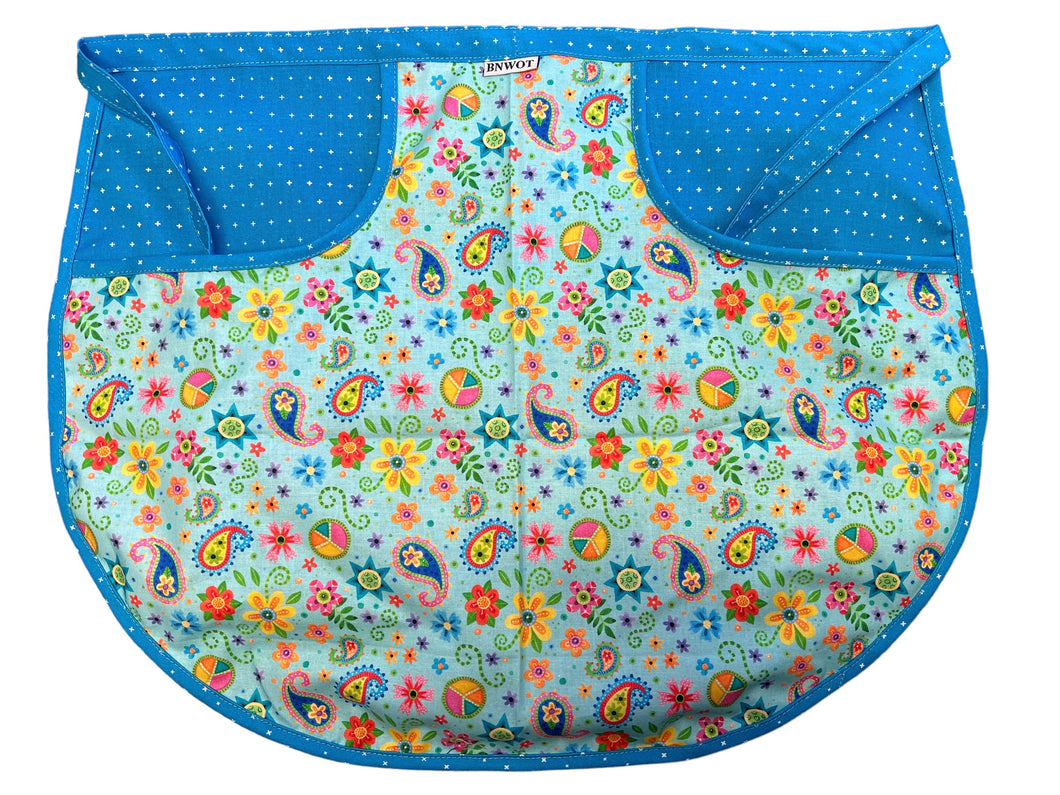 Peg Apron Turquoise Paisley & Blue