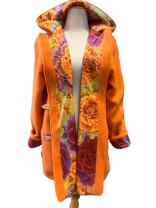 OOAK Upcycled Ladies Orange 100% NZ Wool Lined 100% Cotton