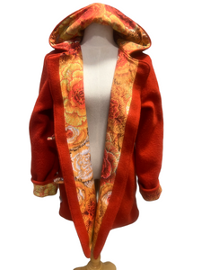 OOAK Upcycled Ladies Rust Coat 100% NZ Wool Lined 100% Cotton - Size 10