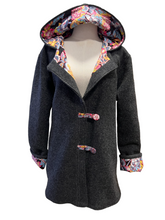 Load image into Gallery viewer, OOAK Ladies New 100% Wool Charcoal Coat Lined 100% Cotton - MADE TO ORDER
