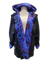 Load image into Gallery viewer, OOAK Ladies Upcycled 100% Wool Charcoal Coat Lined 100% Cotton - MADE TO ORDER
