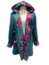 Load image into Gallery viewer, OOAK Ladies Upcycled  100% Wool Teal Coat Lined 100% Cotton - MADE TO ORDER
