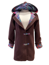 Load image into Gallery viewer, OOAK Ladies Upcycled 100% Wool Chocolate Brown Coat Lined 100% Cotton - MADE TO ORDER
