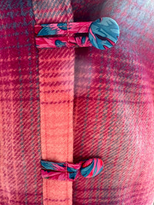 OOAK Upcycled Ladies Pink & Turquoise Plaid 100% Wool Lined 100% Cotton Order