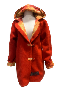 OOAK Upcycled Ladies Rust Coat 100% NZ Wool Lined 100% Cotton - Size 10