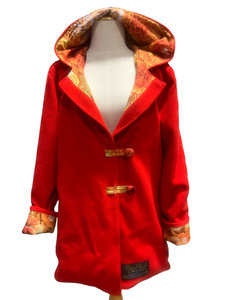 OOAK Upcycled Ladies Red Coat 100% NZ Wool Lined 100% Cotton - Size 14