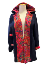 Load image into Gallery viewer, OOAK Ladies New 100% Wool Navy Blue Coat Lined 100% Cotton - MADE TO ORDER
