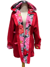 Load image into Gallery viewer, OOAK Ladies Upcycled 100% Wool Red Coat Lined 100% Cotton - MADE TO ORDER
