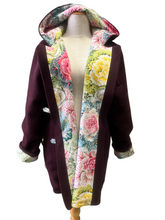 Load image into Gallery viewer, OOAK Upcycled Ladies Deep Wine Coat 100% NZ Wool Lined 100% Cotton - MADE TO ORDER
