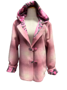 OOAK Upcycled Ladies Pink Check 100% NZ Wool Lined 100% Cotton