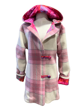 Load image into Gallery viewer, OOAK Ladies Upcycled 100% Pink &amp; Grey Plaid Coat Lined 100% Cotton - MADE TO ORDER
