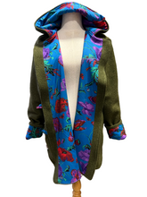 Load image into Gallery viewer, OOAK Ladies Upcycled 100% Wool Olive Coat Lined 100% Cotton - MADE TO ORDER
