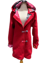 Load image into Gallery viewer, OOAK Ladies Upcycled 100% Wool Red Coat Lined 100% Cotton - MADE TO ORDER
