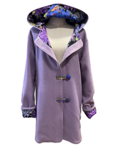 Load image into Gallery viewer, OOAK Ladies Upcycled 100% Wool Lavender Coat Lined 100% Cotton - MADE TO ORDER
