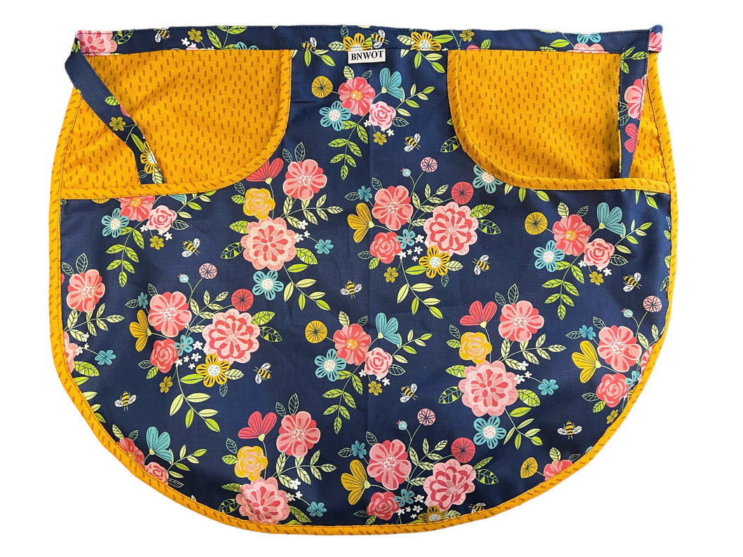 Peg Apron Sunshine Navy Floral & Mustard Dash