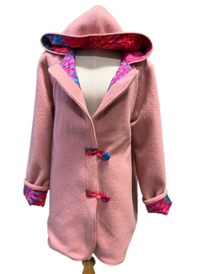 OOAK Ladies Upcycled 100% Wool Pale Pink Coat Lined 100% Cotton - Size 14