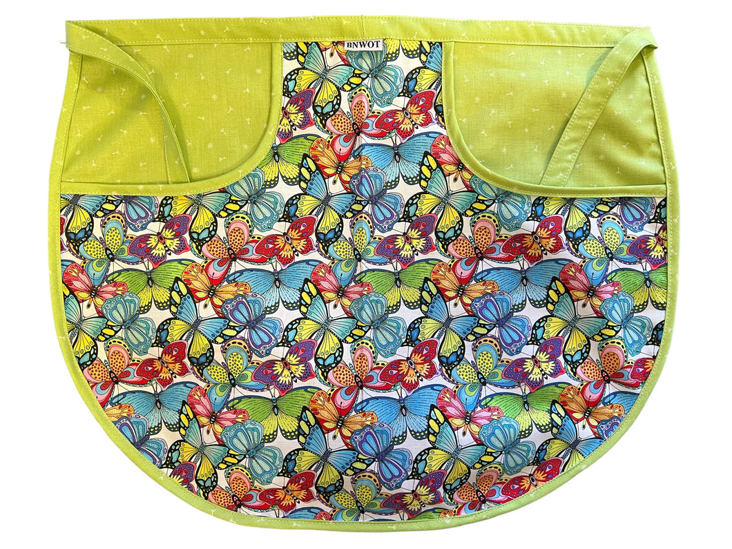 Peg Apron Bright Butterflies & Lime Green