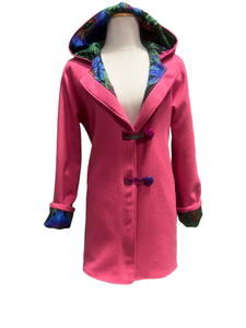 OOAK Upcycled Ladies New Pink Wool Coat 100% Wool Lined 100% Cotton  - Size 12