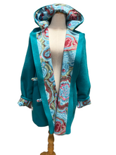 Load image into Gallery viewer, OOAK Ladies Upcycled 100% Wool Turquoise Coat  Lined 100% Cotton - MADE TO ORDER
