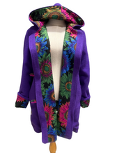 Load image into Gallery viewer, OOAK Ladies Upcycled 100% Wood Purple Coat  Lined 100% Cotton - MADE TO ORDER
