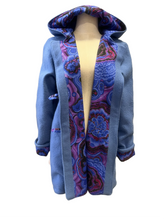 Load image into Gallery viewer, OOAK Upcycled Ladies Blue Coat 100% NZ Wool Lined 100% Cotton - MADE TO ORDER - Choose Lining
