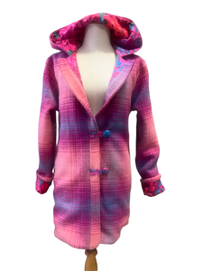 OOAK Upcycled Ladies Pink & Turquoise Plaid 100% Wool Lined 100% Cotton Order