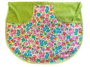 Peg Apron Bright Flowers & Lime Green Spot