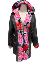 Load image into Gallery viewer, OOAK Ladies Upcycled 100% Wool Charcoal Grey Coat Lined 100% Cotton - MADE TO ORDER
