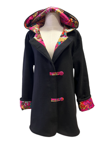 Ladies New 100% Wool Black Coat Lined 100% Cotton - MADE TO ORDER