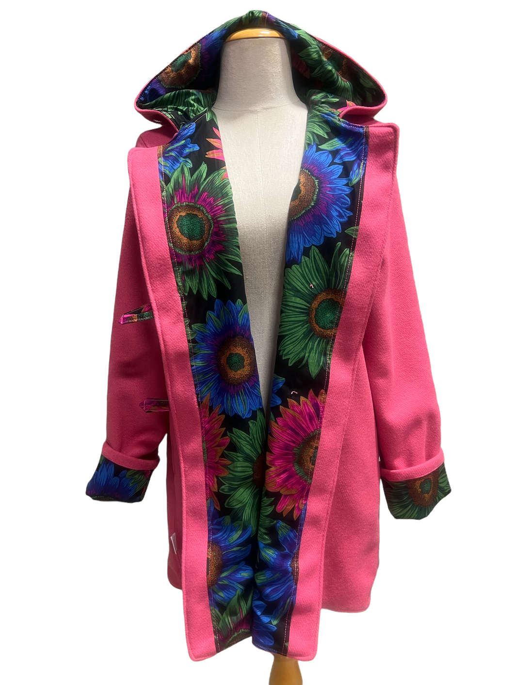 OOAK Upcycled Ladies New Pink Wool Coat 100% Wool Lined 100% Cotton  - Size 12