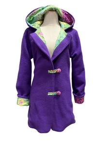 OOAK Ladies Upcycled 100% Wool Purple Coat Lined 100% Cotton - MADE TO ORDER